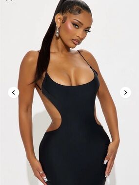 Fashion Nova Black Cutout Maxi Dress